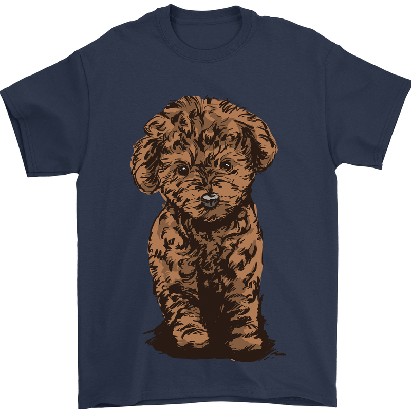 Dogs Cute Labradoodle Puppy Mens T-Shirt Cotton Gildan Navy Blue