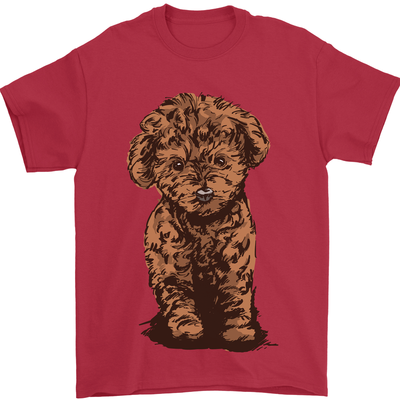 Dogs Cute Labradoodle Puppy Mens T-Shirt Cotton Gildan Red