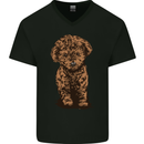 Dogs Cute Labradoodle Puppy Mens V-Neck Cotton T-Shirt Black