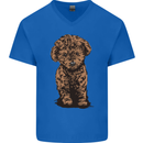 Dogs Cute Labradoodle Puppy Mens V-Neck Cotton T-Shirt Royal Blue