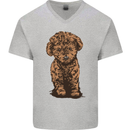Dogs Cute Labradoodle Puppy Mens V-Neck Cotton T-Shirt Sports Grey
