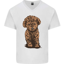 Dogs Cute Labradoodle Puppy Mens V-Neck Cotton T-Shirt White