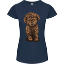 Dogs Cute Labradoodle Puppy Womens Petite Cut T-Shirt Navy Blue