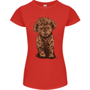 Dogs Cute Labradoodle Puppy Womens Petite Cut T-Shirt Red