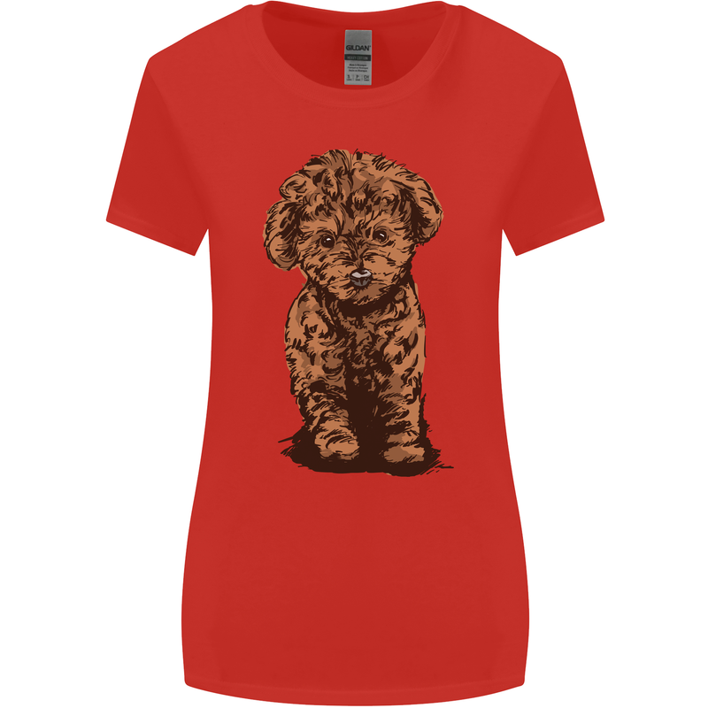 Dogs Cute Labradoodle Puppy Womens Wider Cut T-Shirt Red