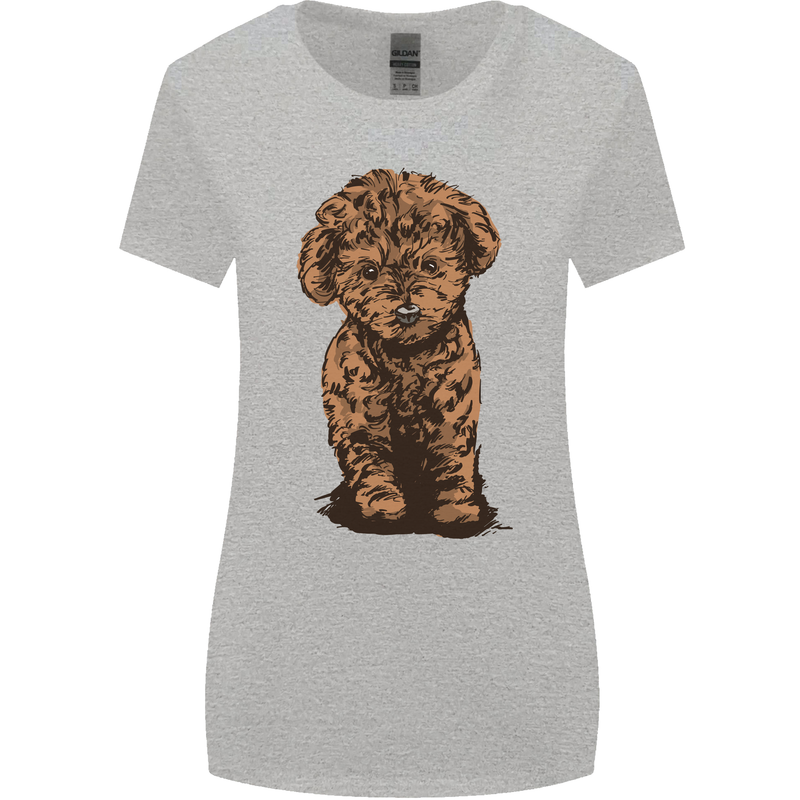 Dogs Cute Labradoodle Puppy Womens Wider Cut T-Shirt Sports Grey