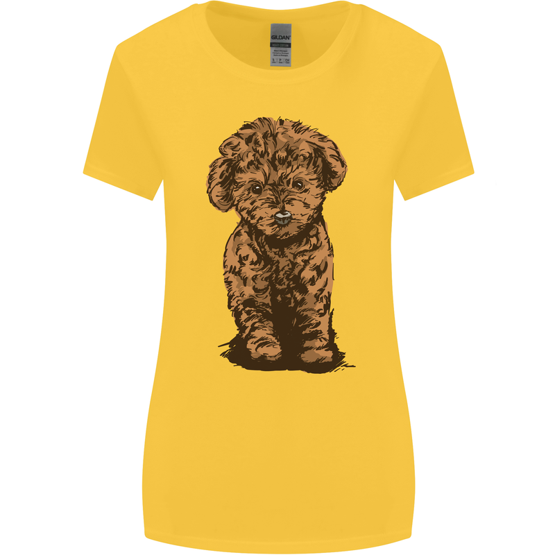 Dogs Cute Labradoodle Puppy Womens Wider Cut T-Shirt Yellow