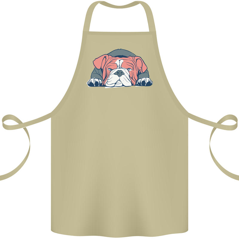 Dogs English Bulldog Cotton Apron 100% Organic Khaki