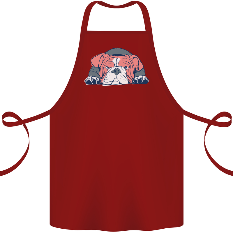 Dogs English Bulldog Cotton Apron 100% Organic Maroon