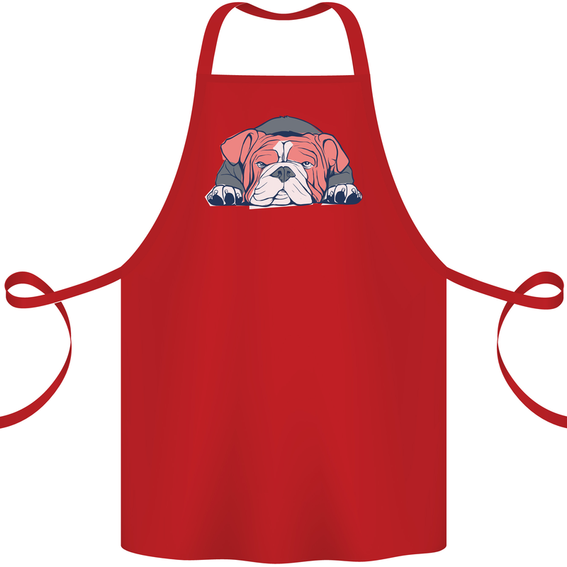 Dogs English Bulldog Cotton Apron 100% Organic Red