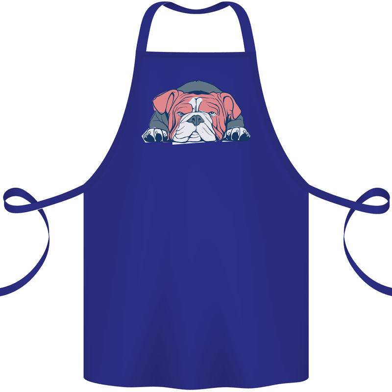Dogs English Bulldog Cotton Apron 100% Organic Royal Blue