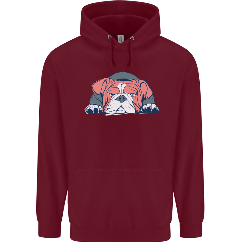 Dogs English Bulldog Mens 80% Cotton Hoodie Maroon