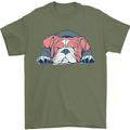 Dogs English Bulldog Mens T-Shirt Cotton Gildan Military Green