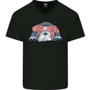 Dogs English Bulldog Mens V-Neck Cotton T-Shirt Black