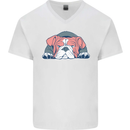 Dogs English Bulldog Mens V-Neck Cotton T-Shirt White