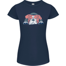 Dogs English Bulldog Womens Petite Cut T-Shirt Navy Blue