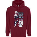 Dogs Have Owners Cats Have Staff Funny Childrens Kids Hoodie Maroon