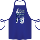 Dogs Have Owners Cats Have Staff Funny Cotton Apron 100% Organic Royal Blue
