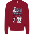 Dogs Have Owners Cats Have Staff Funny Kids Sweatshirt Jumper Red