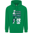 Dogs Have Owners Cats Have Staff Funny Mens 80% Cotton Hoodie Irish Green