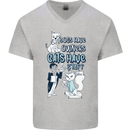 Dogs Have Owners Cats Have Staff Funny Mens V-Neck Cotton T-Shirt Sports Grey