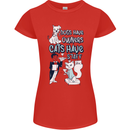 Dogs Have Owners Cats Have Staff Funny Womens Petite Cut T-Shirt Red