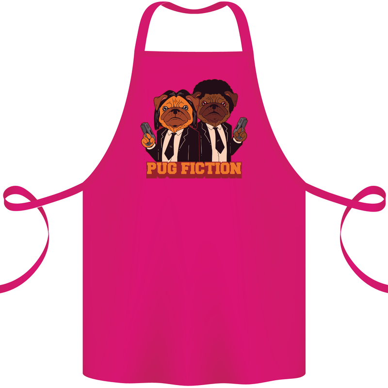 Dogs Pug Fiction Funny Movie Parody Cotton Apron 100% Organic Pink
