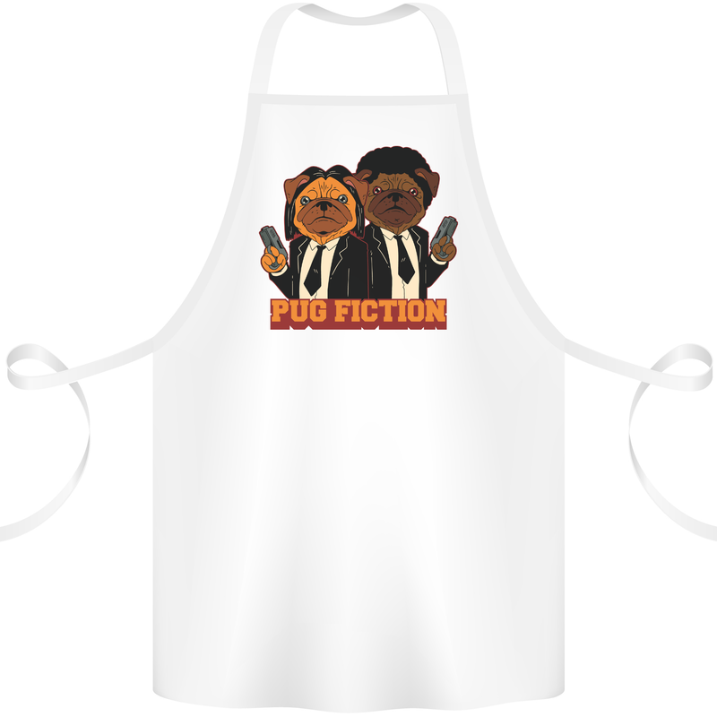 Dogs Pug Fiction Funny Movie Parody Cotton Apron 100% Organic White