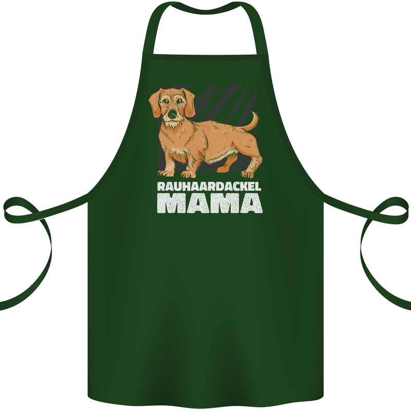 Dogs Rauhaardackel Mama Cotton Apron 100% Organic Forest Green