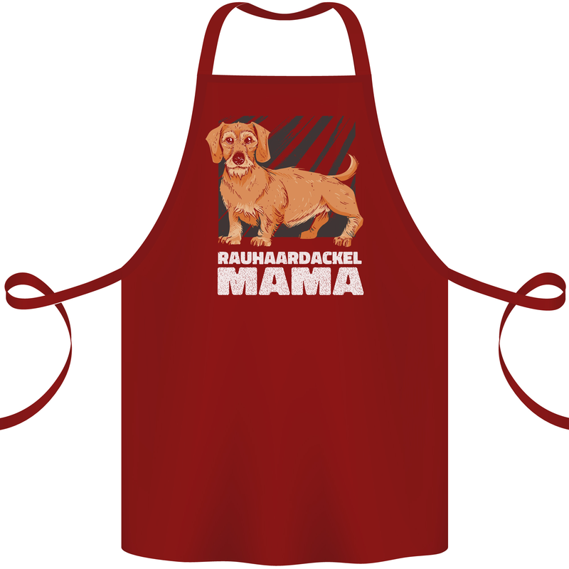 Dogs Rauhaardackel Mama Cotton Apron 100% Organic Maroon