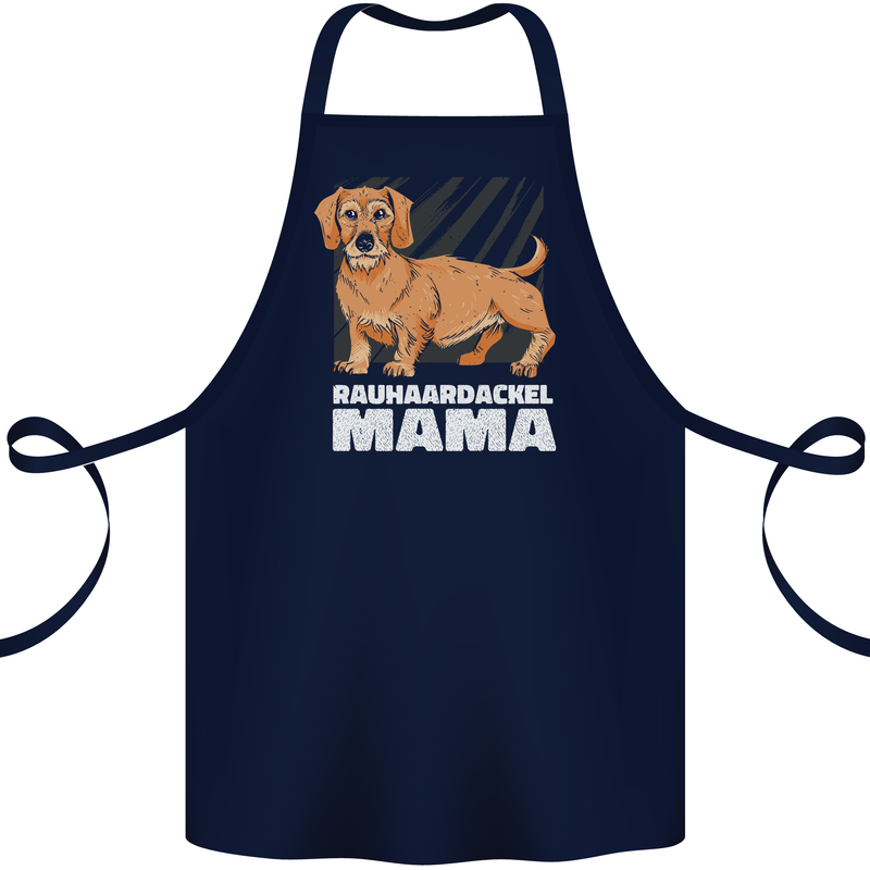 Dogs Rauhaardackel Mama Cotton Apron 100% Organic Navy Blue