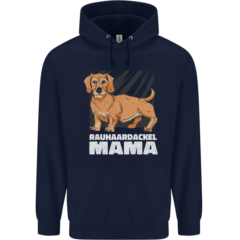 Dogs Rauhaardackel Mama Mens 80% Cotton Hoodie Navy Blue