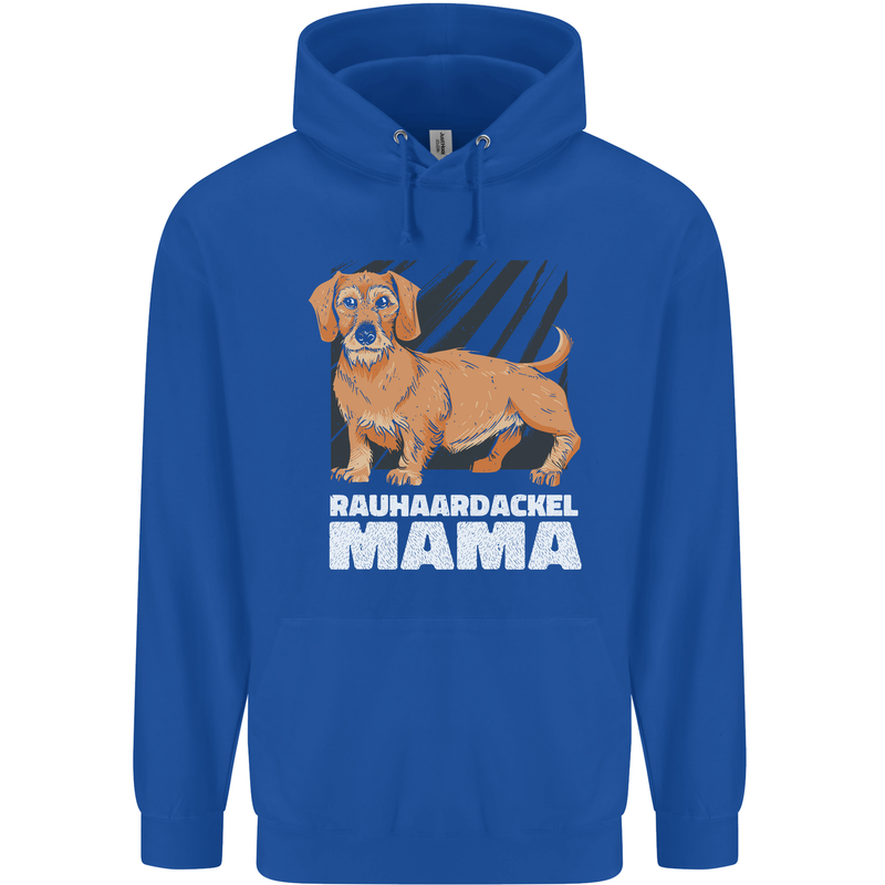 Dogs Rauhaardackel Mama Mens 80% Cotton Hoodie Royal Blue