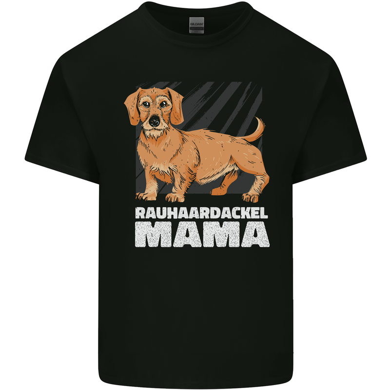 Dogs Rauhaardackel Mama Mens Cotton T-Shirt Tee Top Black
