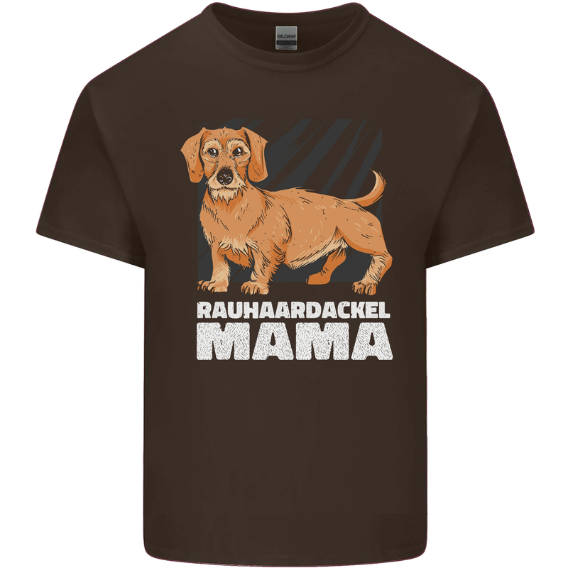 Dogs Rauhaardackel Mama Mens Cotton T-Shirt Tee Top Dark Chocolate