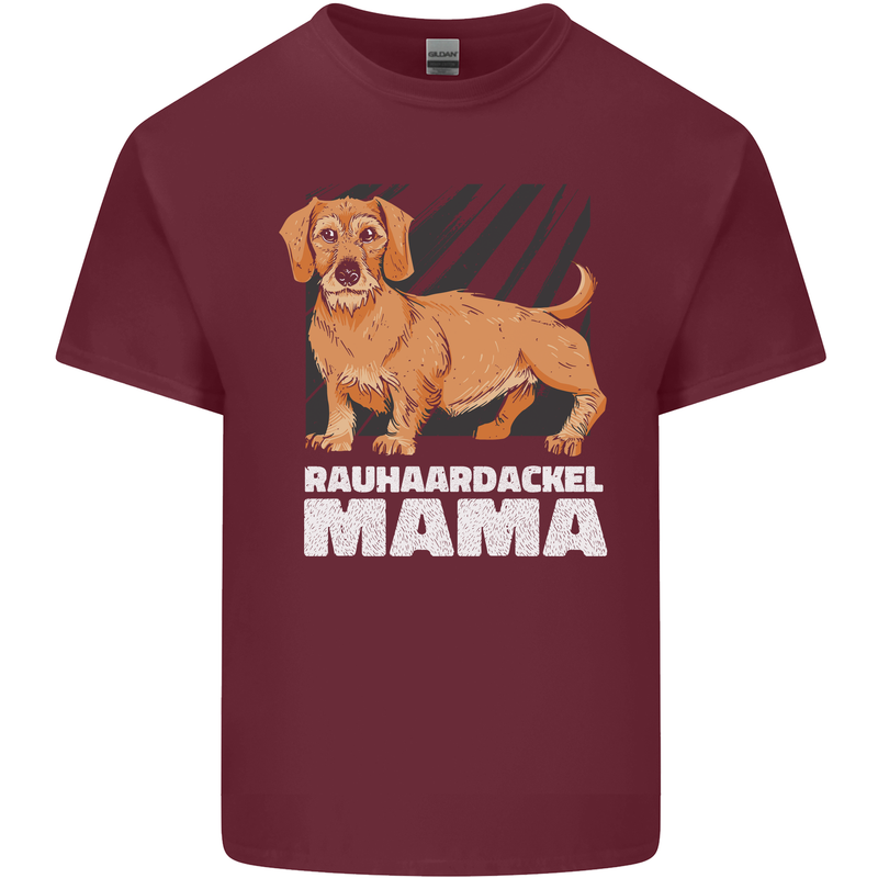 Dogs Rauhaardackel Mama Mens Cotton T-Shirt Tee Top Maroon