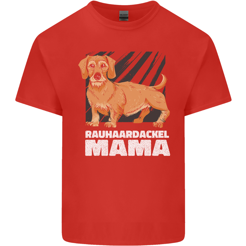 Dogs Rauhaardackel Mama Mens Cotton T-Shirt Tee Top Red