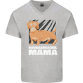 Dogs Rauhaardackel Mama Mens V-Neck Cotton T-Shirt Sports Grey