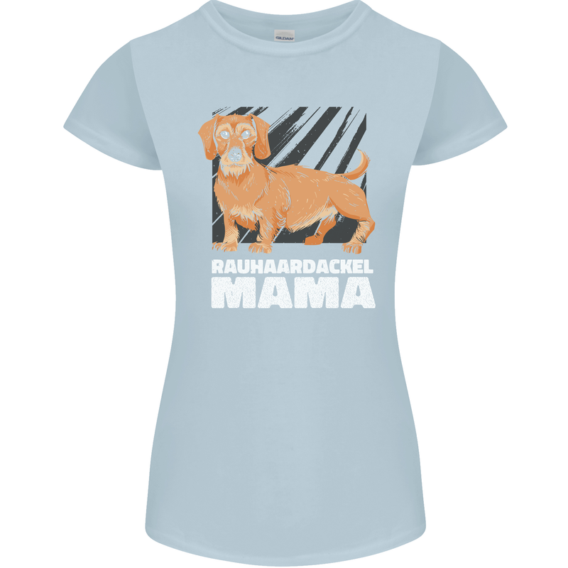 Dogs Rauhaardackel Mama Womens Petite Cut T-Shirt Light Blue