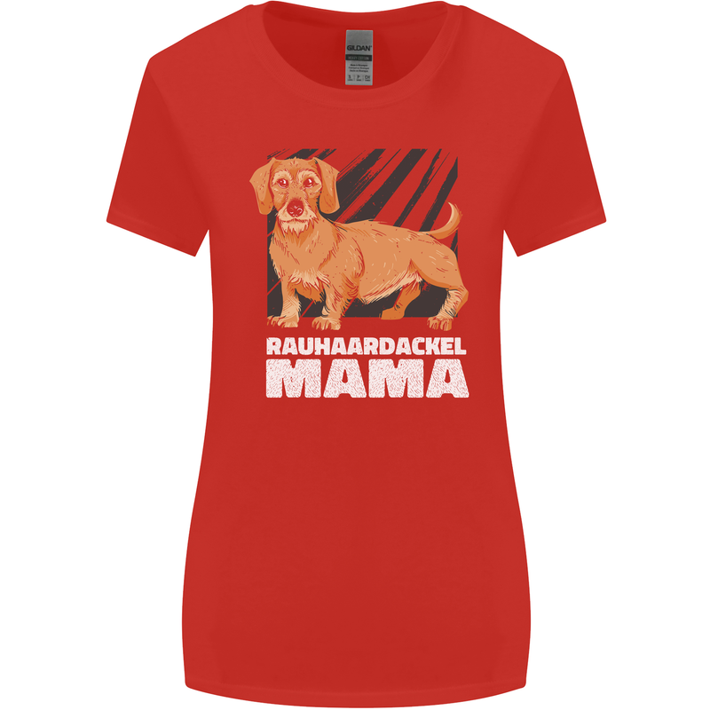 Dogs Rauhaardackel Mama Womens Wider Cut T-Shirt Red