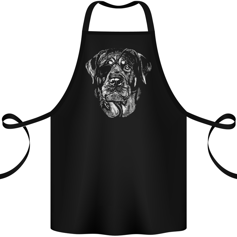 Dogs Rottweiler with Eye Patch Cotton Apron 100% Organic Black