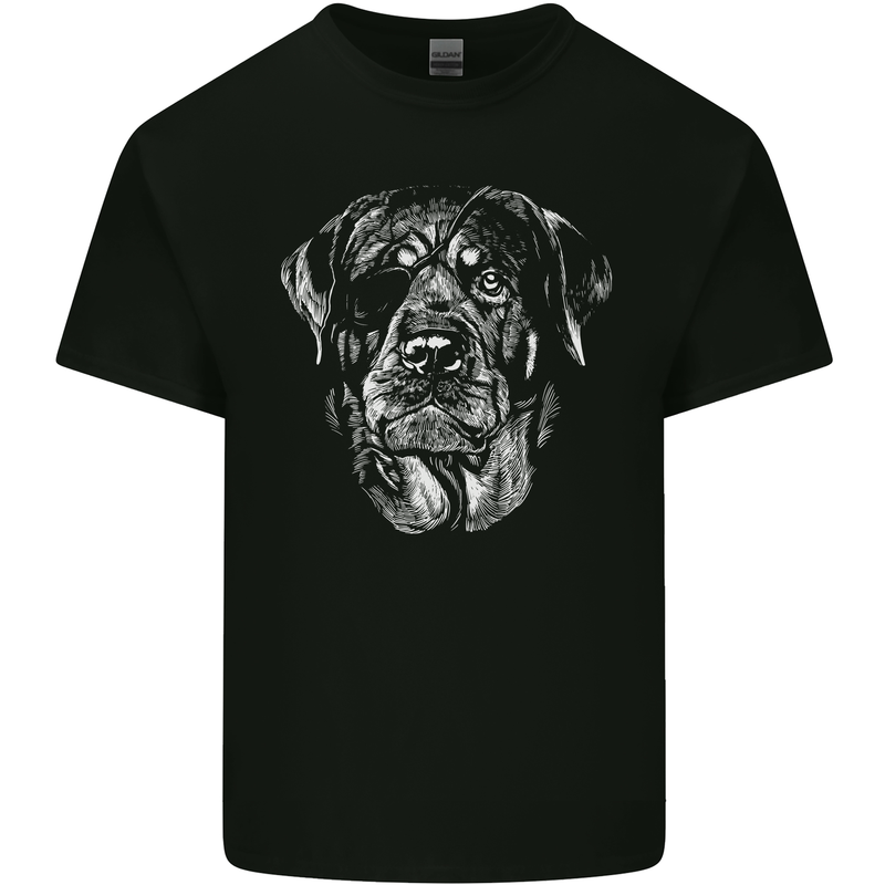 Dogs Rottweiler with Eye Patch Mens Cotton T-Shirt Tee Top Black