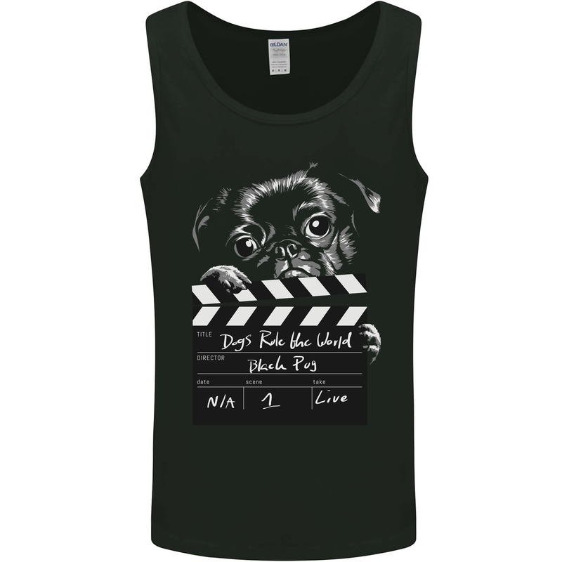 Dogs Rule the World Movie Black Pug Funny Mens Vest Tank Top Black