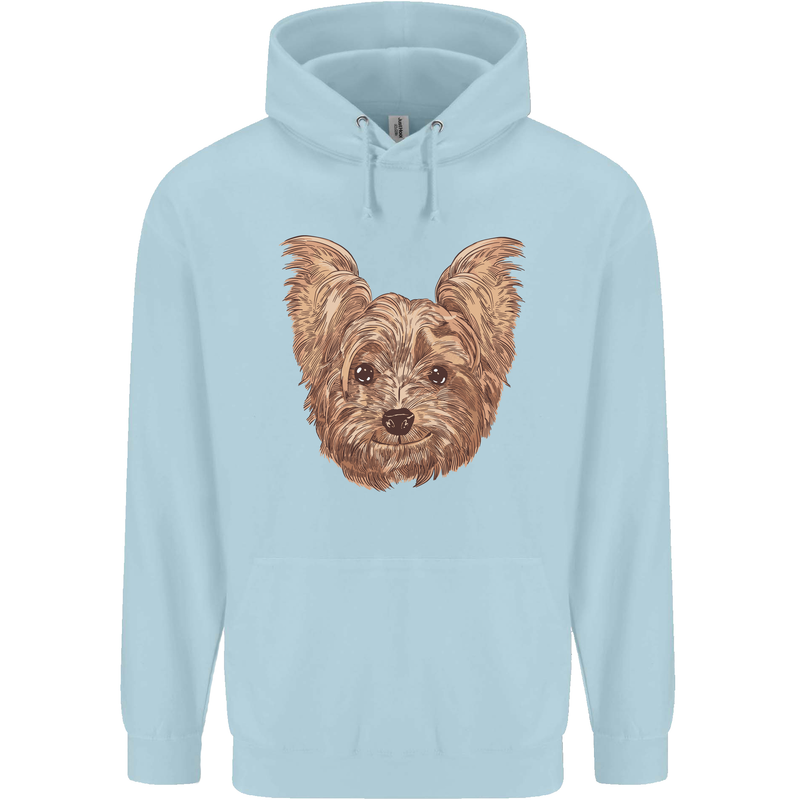 Dogs Smiling Yorkshire Terrier Childrens Kids Hoodie Light Blue