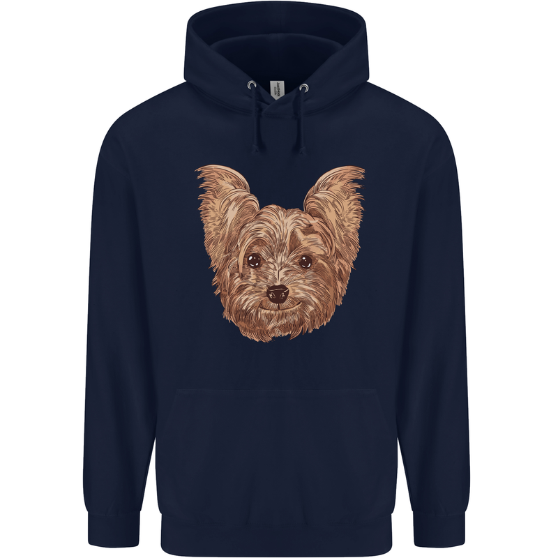 Dogs Smiling Yorkshire Terrier Childrens Kids Hoodie Navy Blue