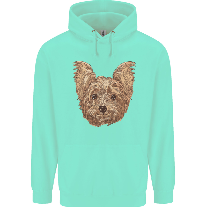 Dogs Smiling Yorkshire Terrier Childrens Kids Hoodie Peppermint