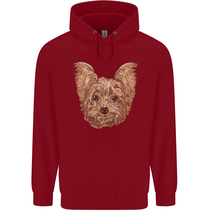 Dogs Smiling Yorkshire Terrier Childrens Kids Hoodie Red
