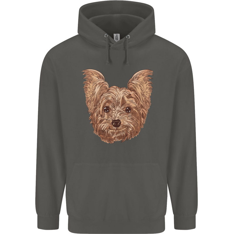 Dogs Smiling Yorkshire Terrier Childrens Kids Hoodie Storm Grey