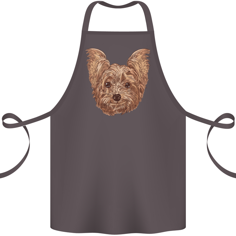 Dogs Smiling Yorkshire Terrier Cotton Apron 100% Organic Dark Grey