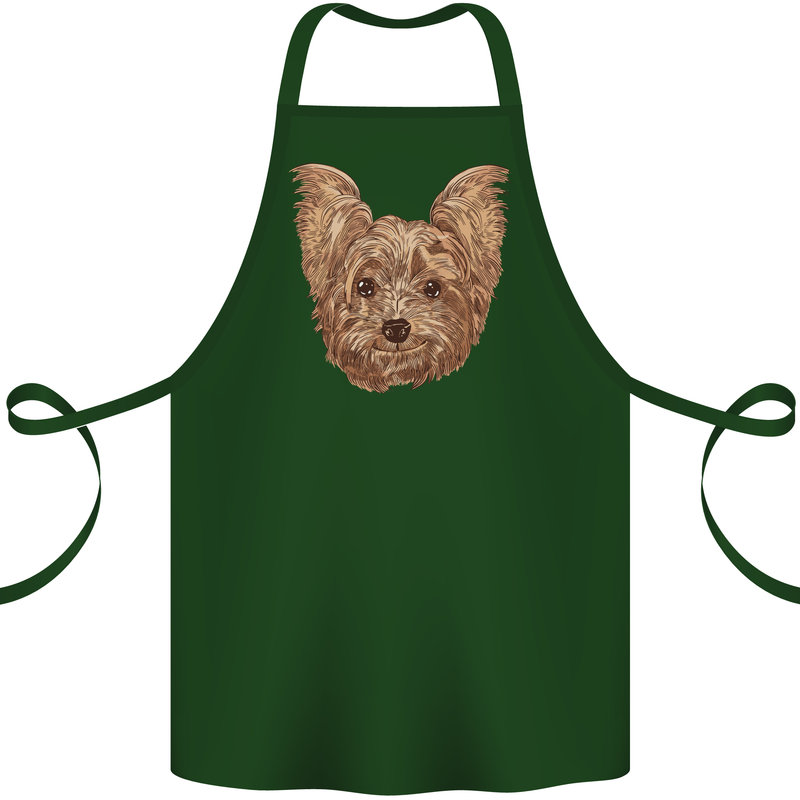 Dogs Smiling Yorkshire Terrier Cotton Apron 100% Organic Forest Green